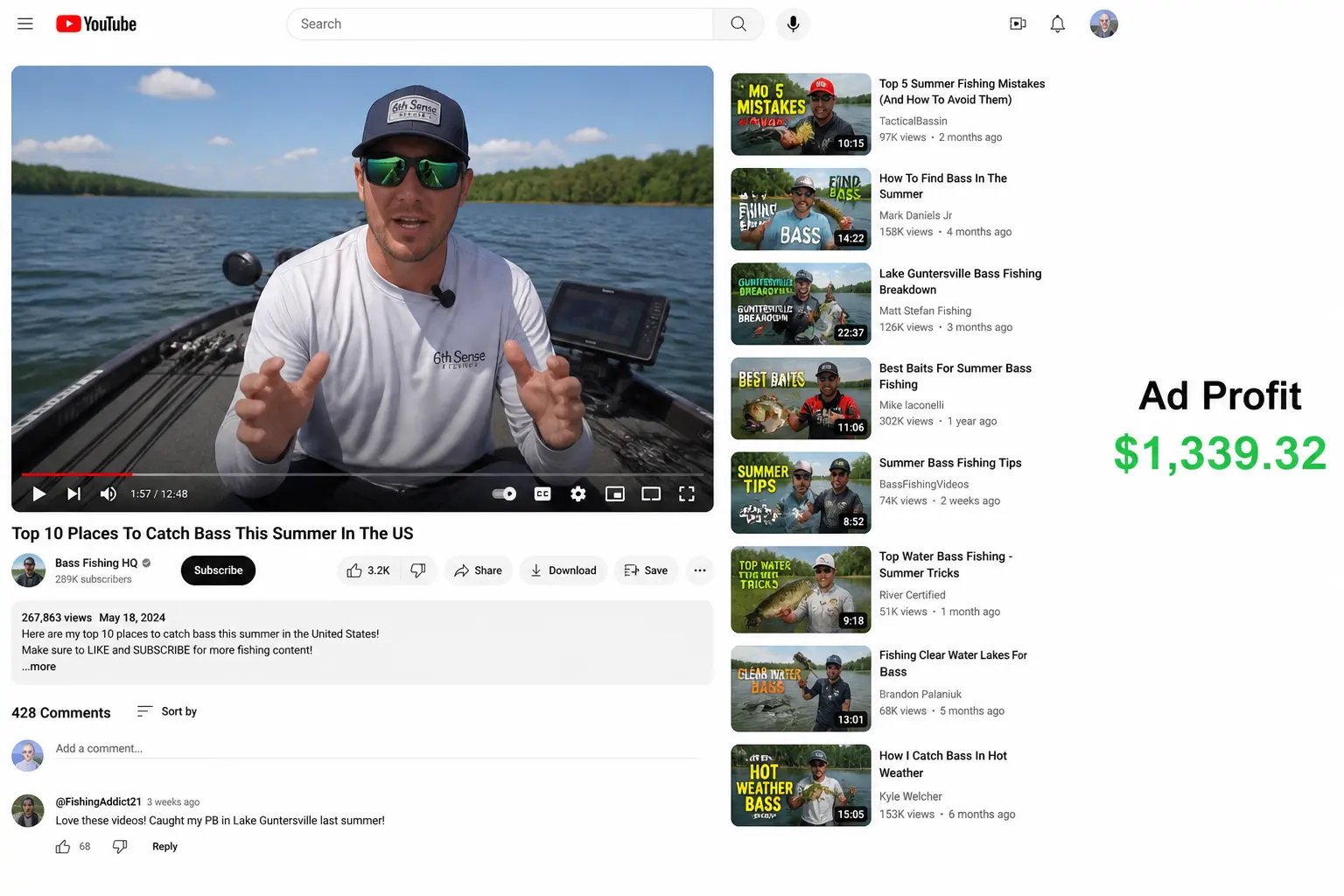 YouTube channel example